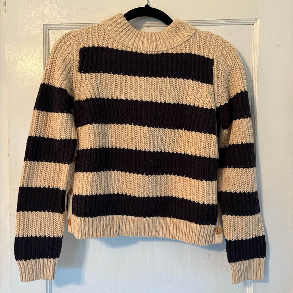 Striped Navy and Cream Women's Sweater